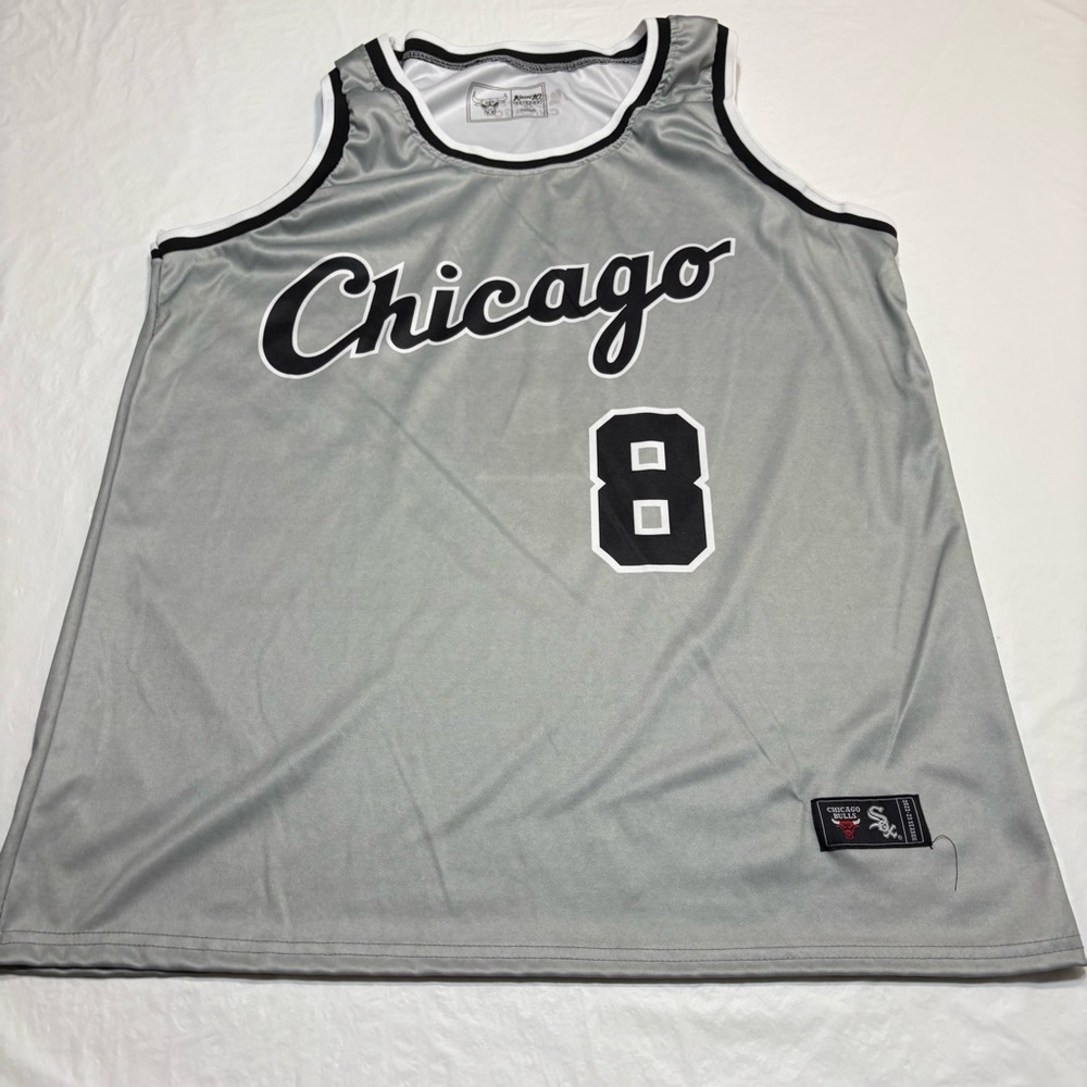 Chicago Bulls White Sox Zach Lavine #8 Gray SGA Basketball Jersey Mens Large